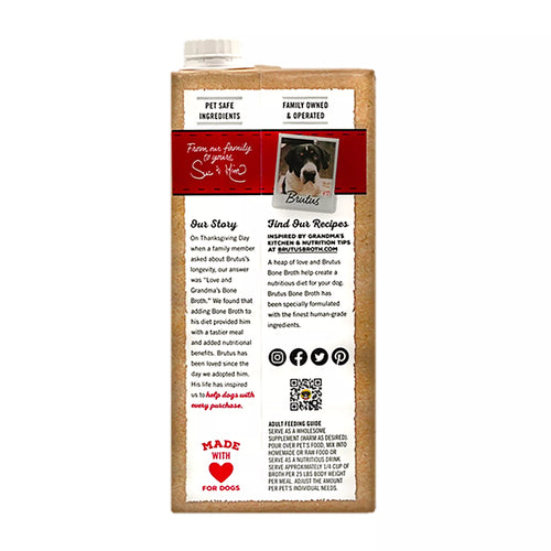 Brutus Bone Broth All Life Stage Dog Food Topper - 32 Oz., Beef