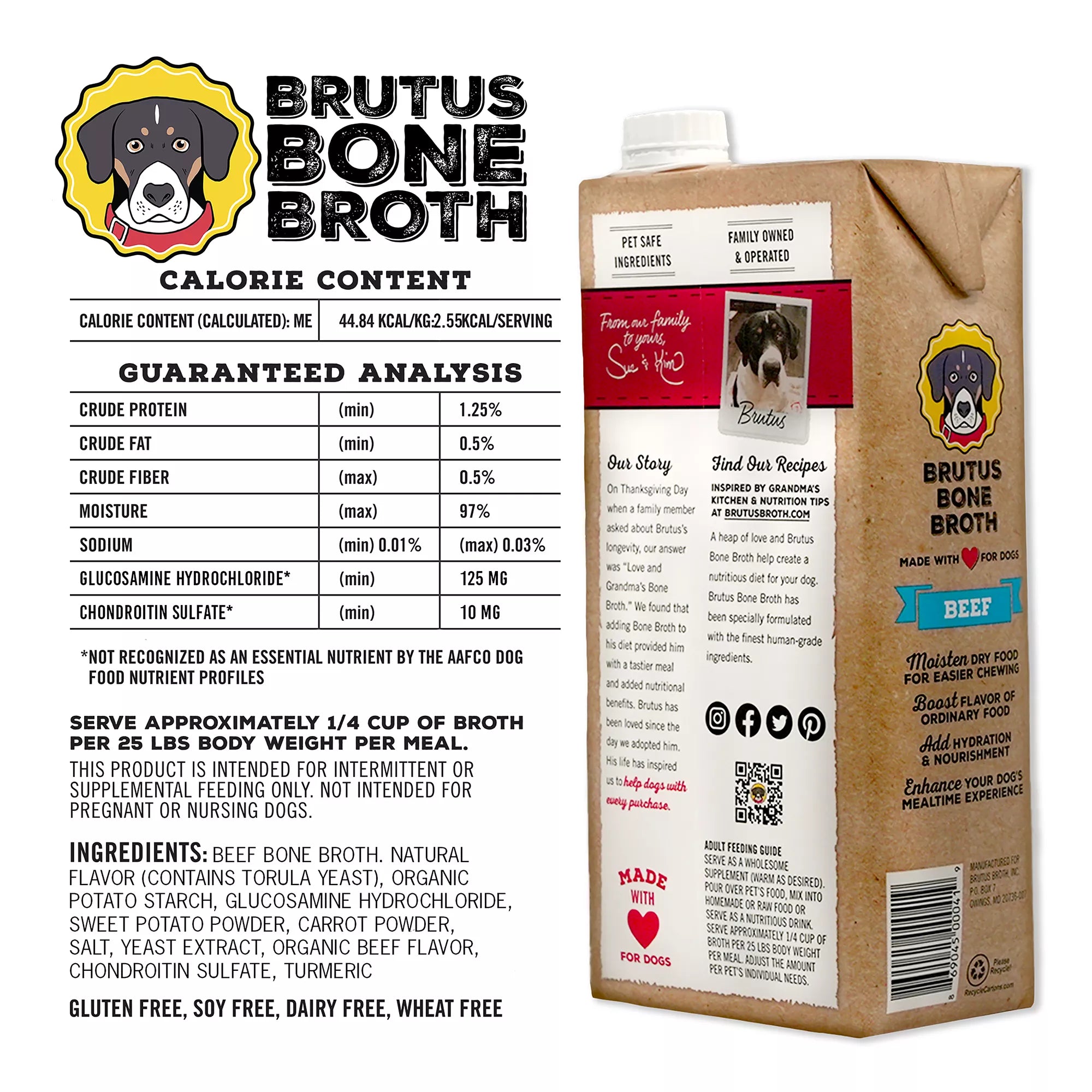 Brutus Bone Broth All Life Stage Dog Food Topper - 32 Oz., Beef