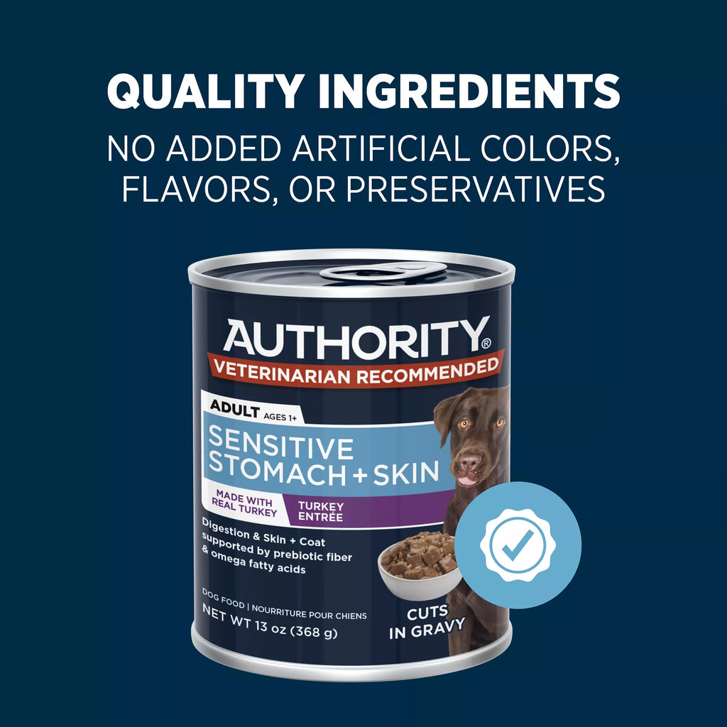 Authority Sensitive Skin & Stomach Food Turkey Entree Adult Wet Dog Food - 13 oz