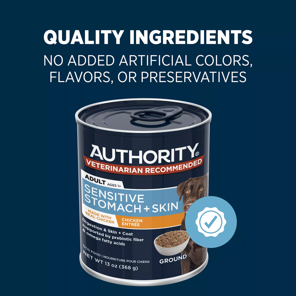 Authority Sensitive Skin & Stomach Food Chicken Entree Adult Dog Wet Food - 13 oz