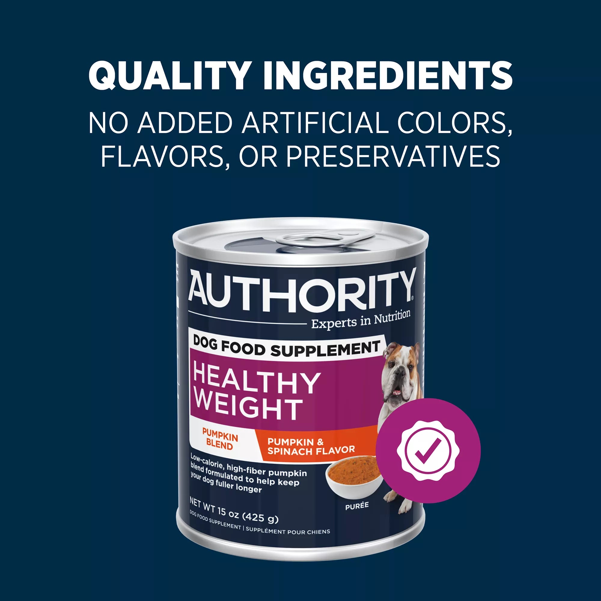 Authority Healthy Weight All Life Stages Dog Food Supplement Topper - Pumpkin, Oatmeal & Spinach