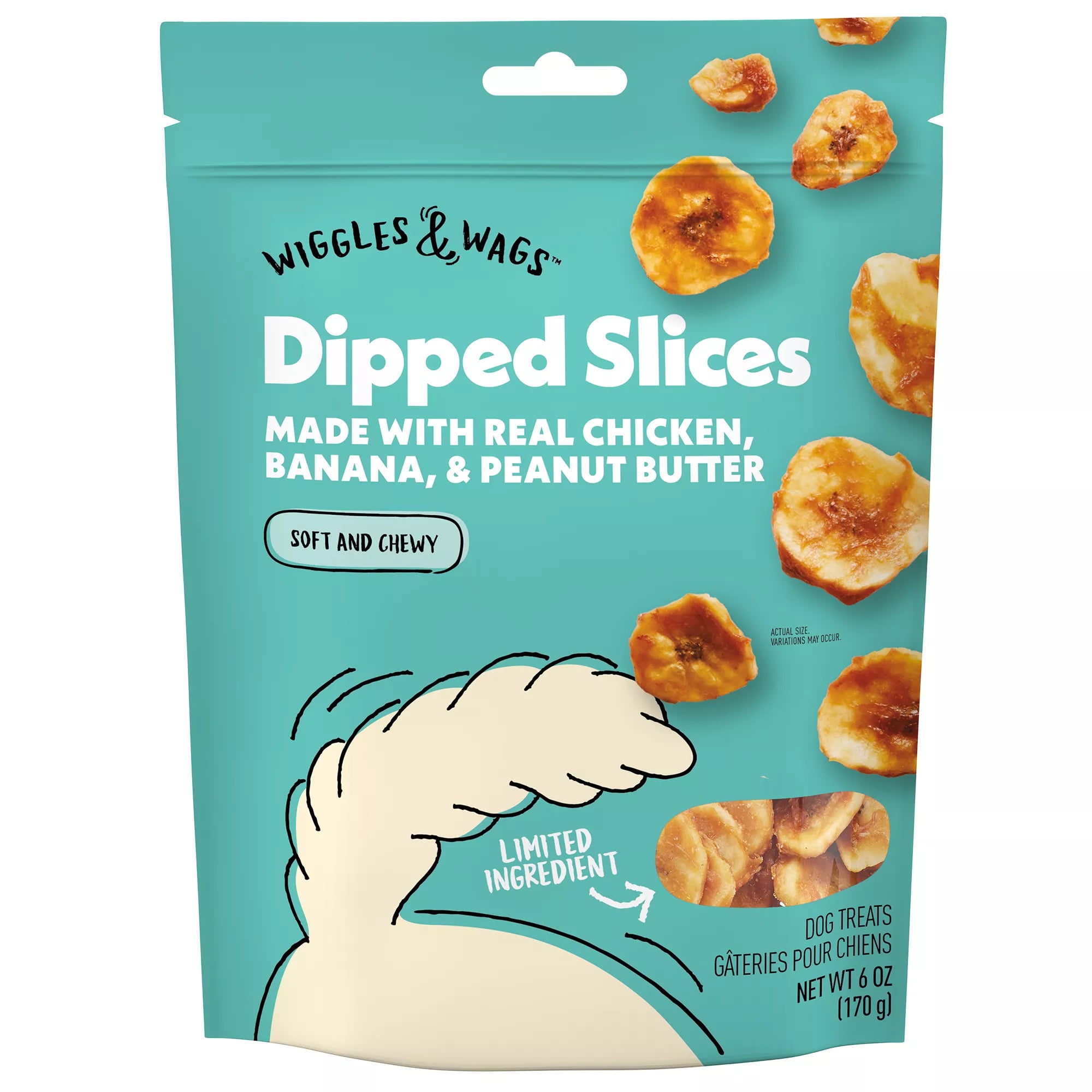 Wiggles & Wags Dipped Slices Banana with Chicken & Peanut Butter