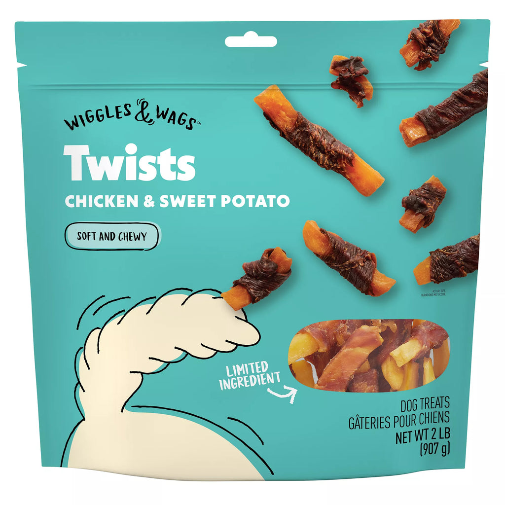 Wiggles & Wags Chicken & Sweet Potato Twists Dog Treats