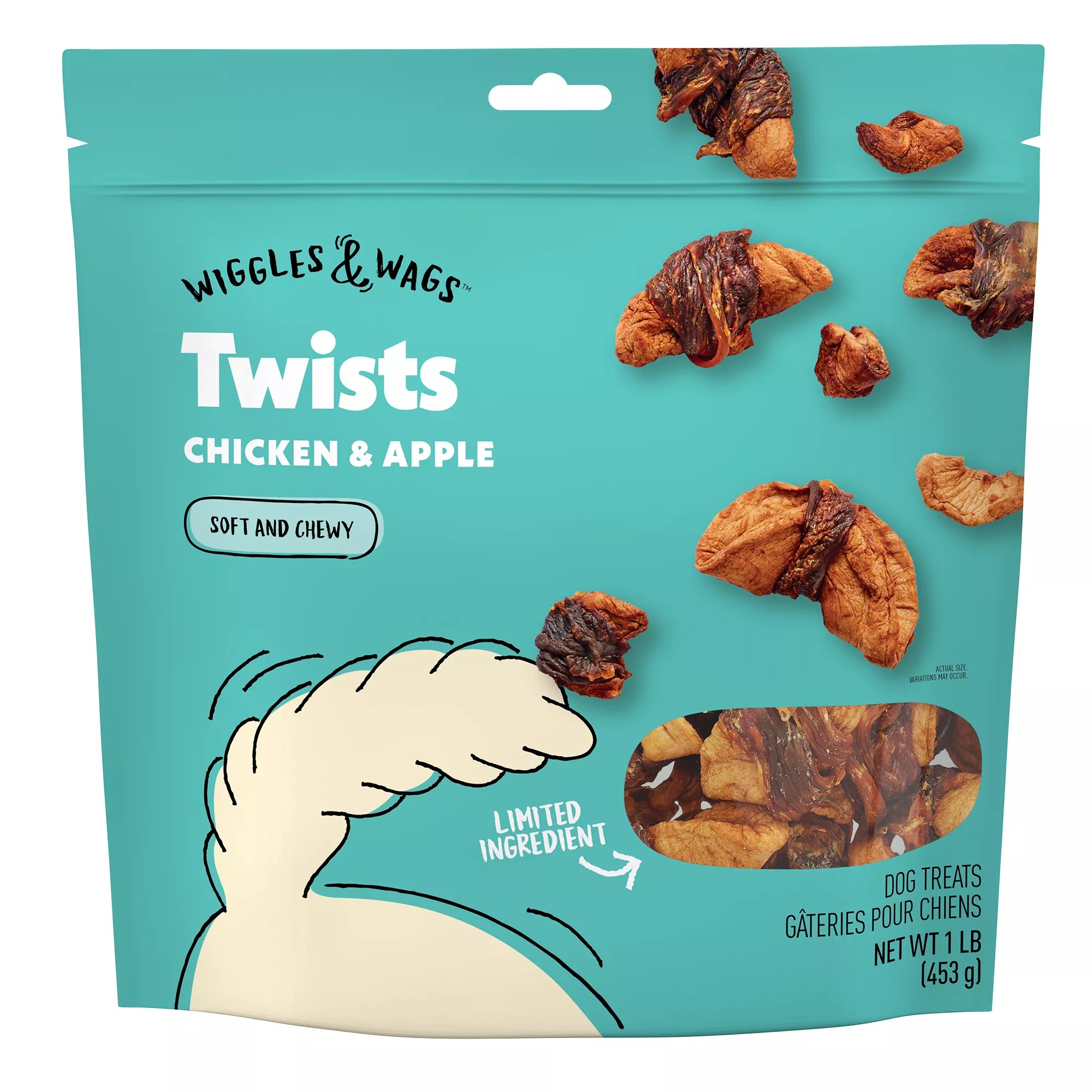 Wiggles & Wags Chicken & Apple Twists Dog Treats 16 OZ