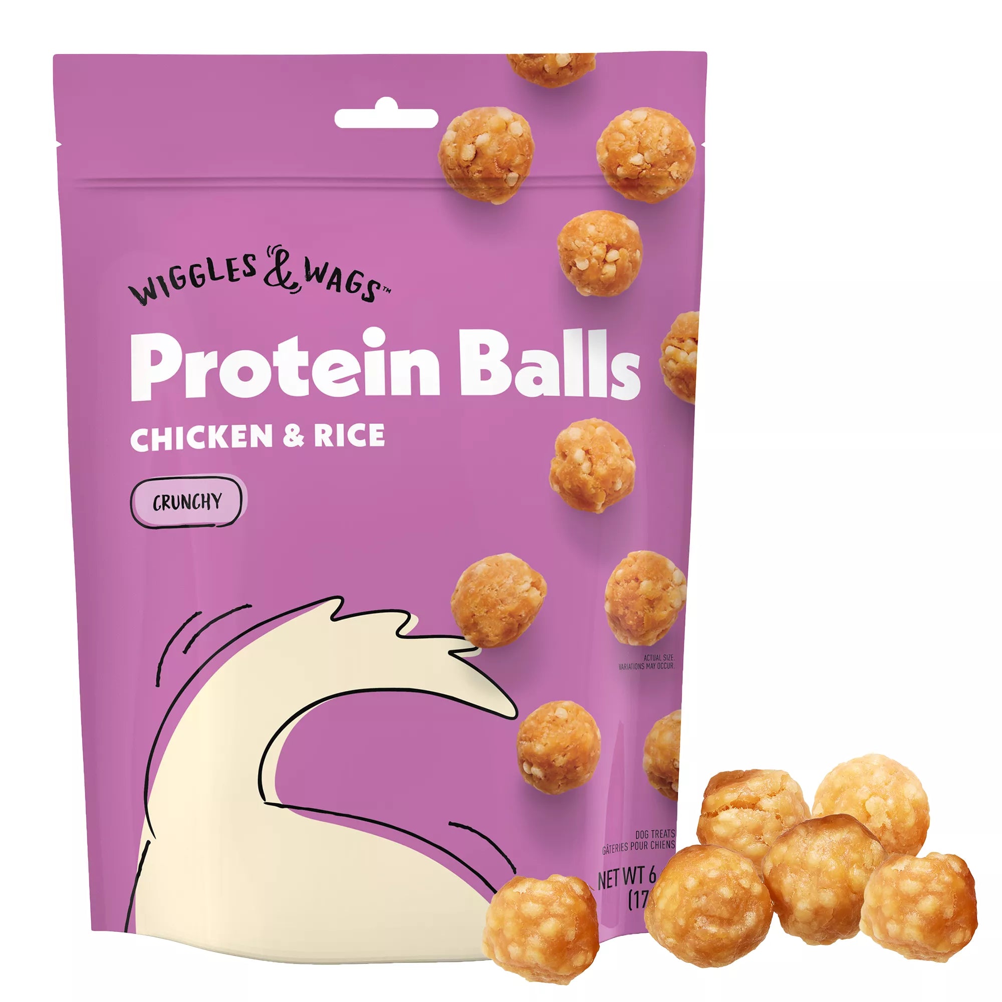 Wiggles & Wags Chicken & Rice Protein Balls Dog Treats 6 OZ