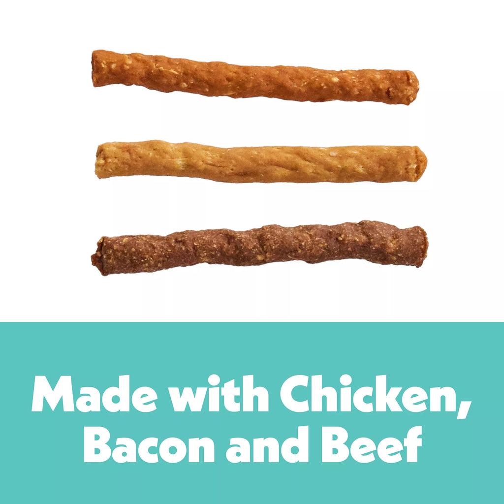 Wiggles & Wags Chicken, Bacon, Beef Meaty Sticks Dog Treats 16 OZ