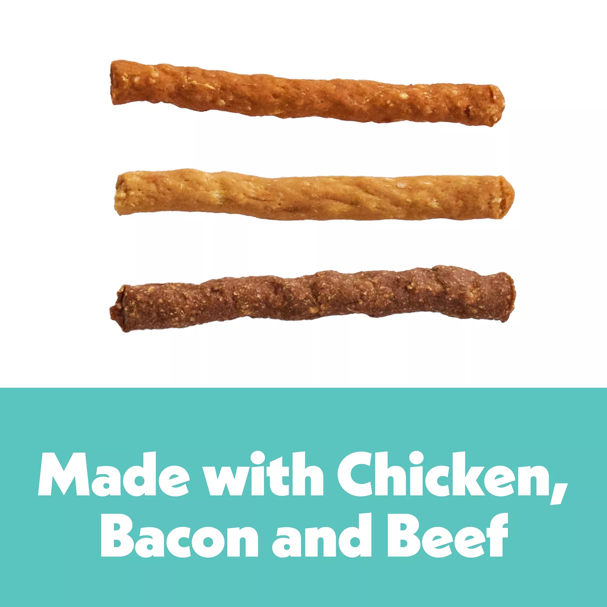 Wiggles & Wags Chicken, Bacon, Beef Meaty Sticks Dog Treats 16 OZ