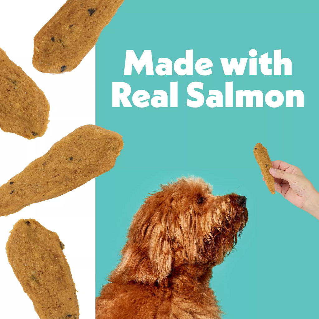 Wiggles & Wags Salmon Meaty Strips Dog Treats 16 OZ