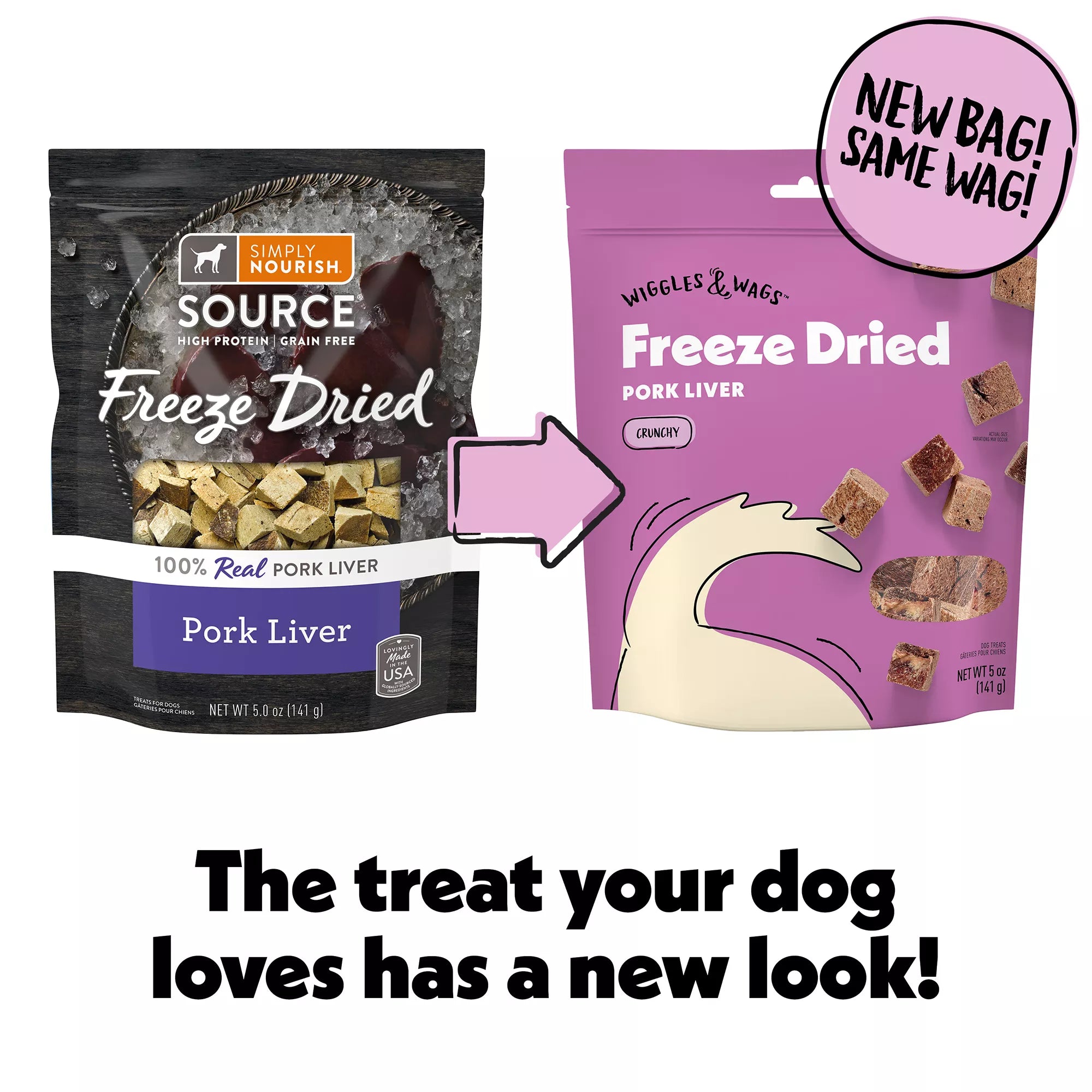 Wiggles & Wags Freeze Dried Pork Liver Dog Treats 5 OZ