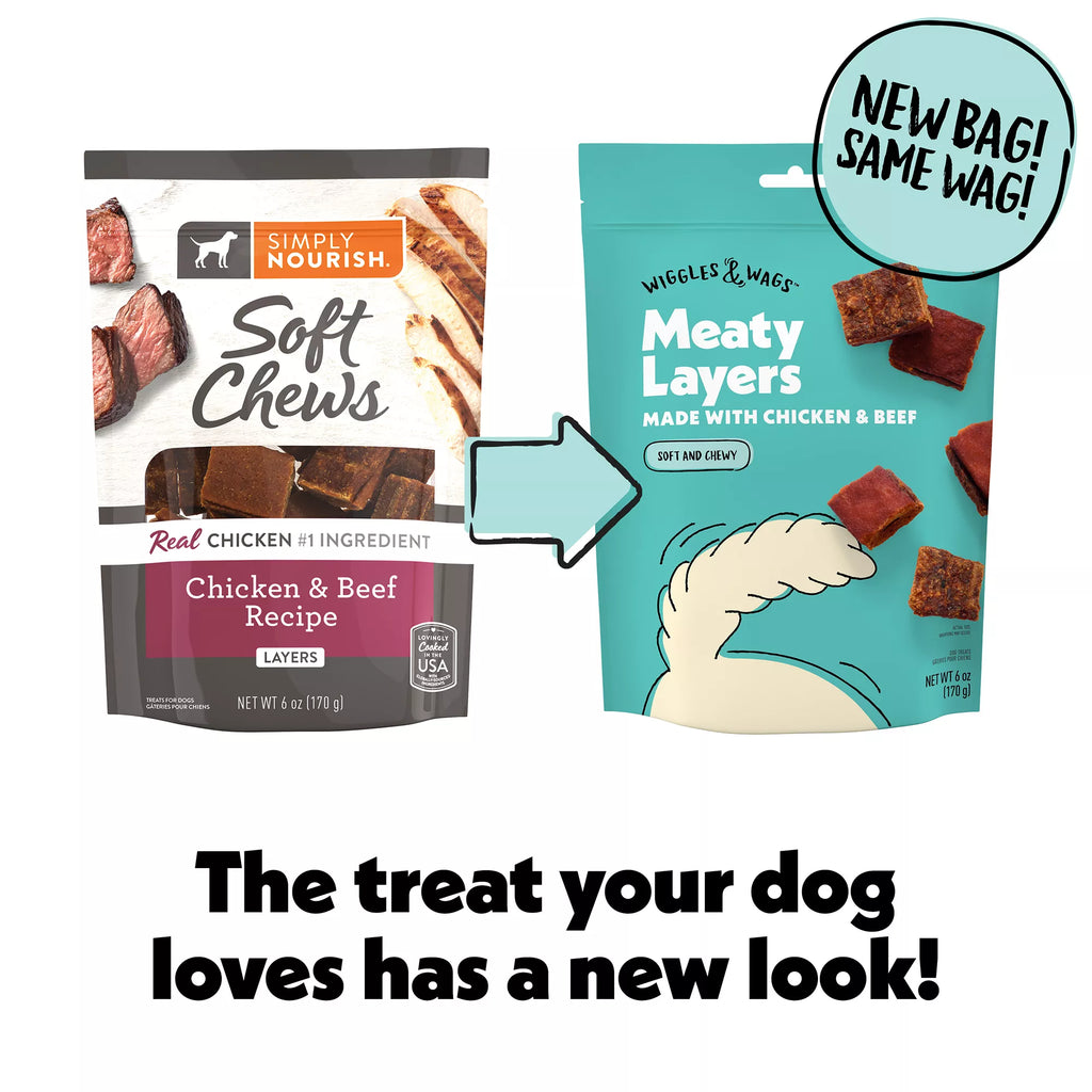 Wiggles & Wags Chicken & Beef Meaty Layers Dog Treats 6 OZ