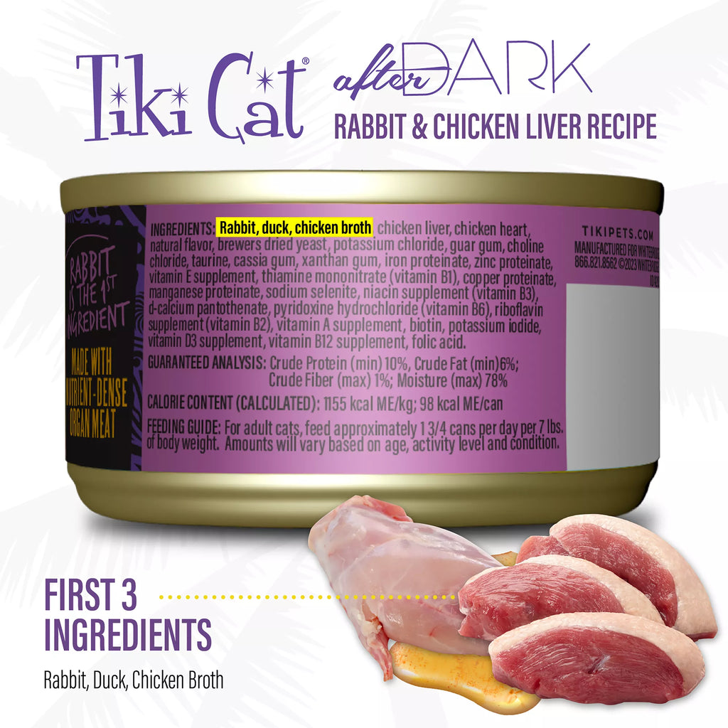Tiki Cat After Dark Adult Cat Food - High Protein, Soft Pate, 3 Oz