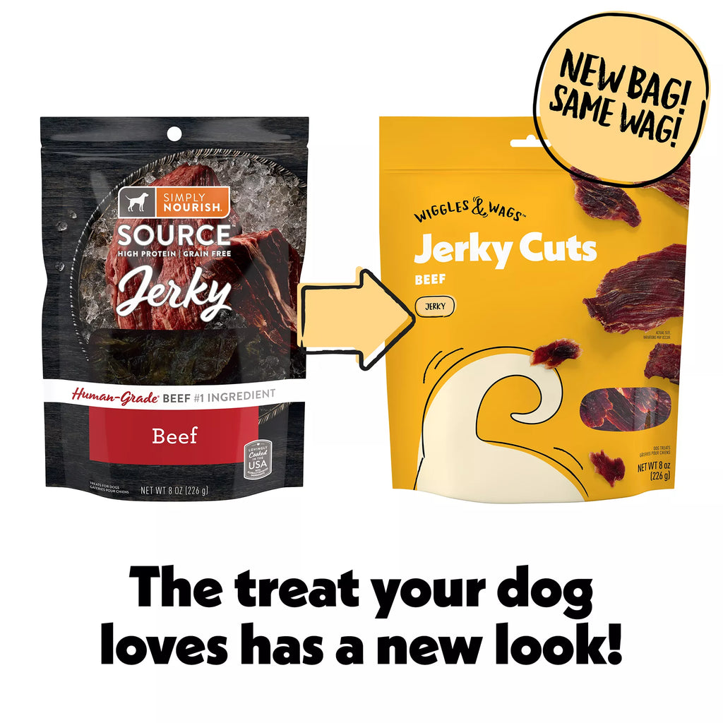 Wiggles & Wags Beef Jerky Cuts Dog Treats 8 OZ