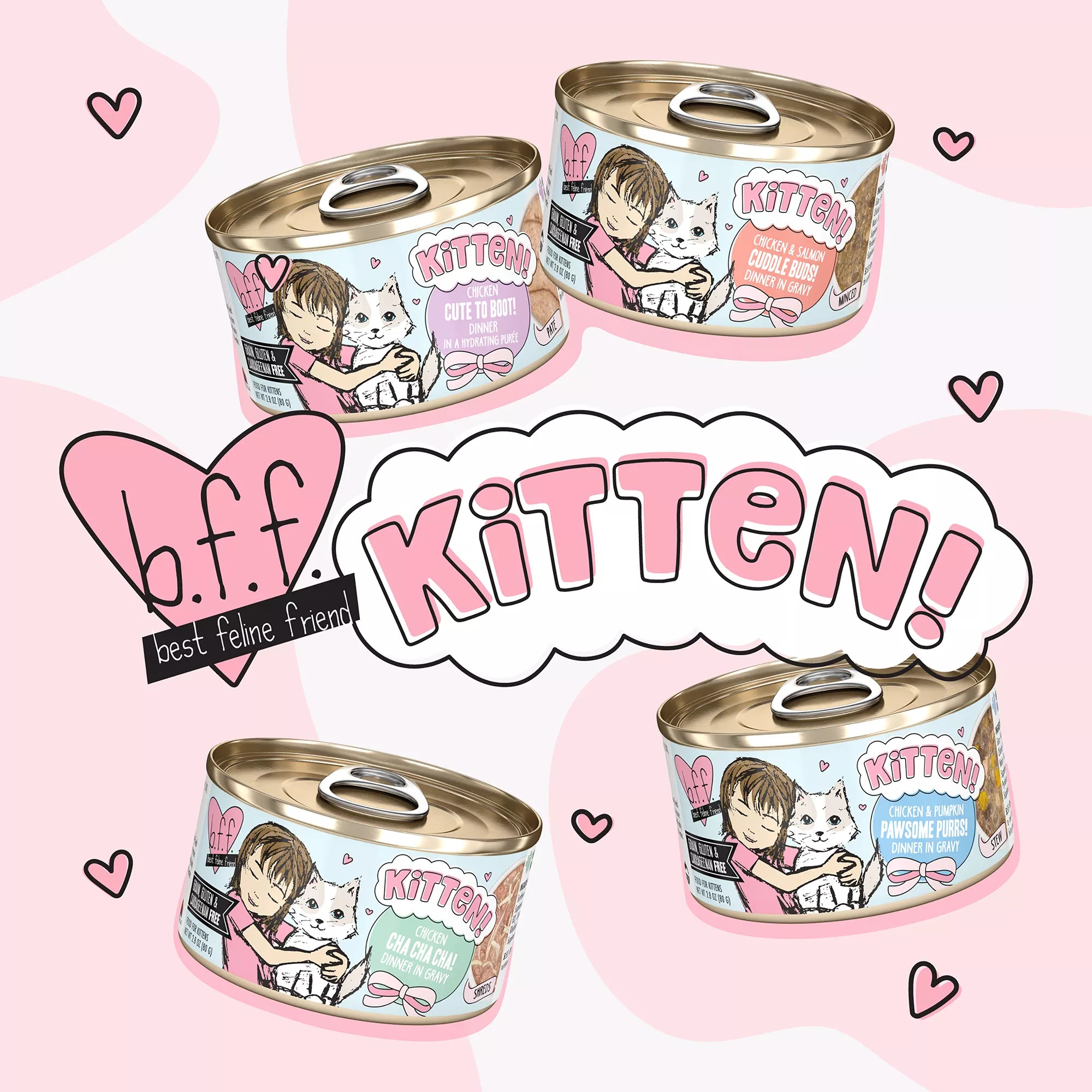 B.F.F. Kitten! Wet Cat Food - Grain-Free Pet Food, In Wet Pet Food in Gravy, 2.8 Oz