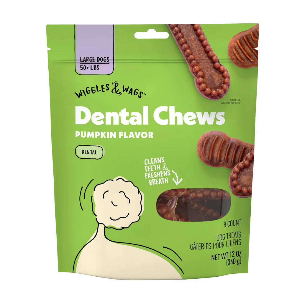 Wiggles & Wags Pumpkin Dental Chews Dog Treats 12 OZ