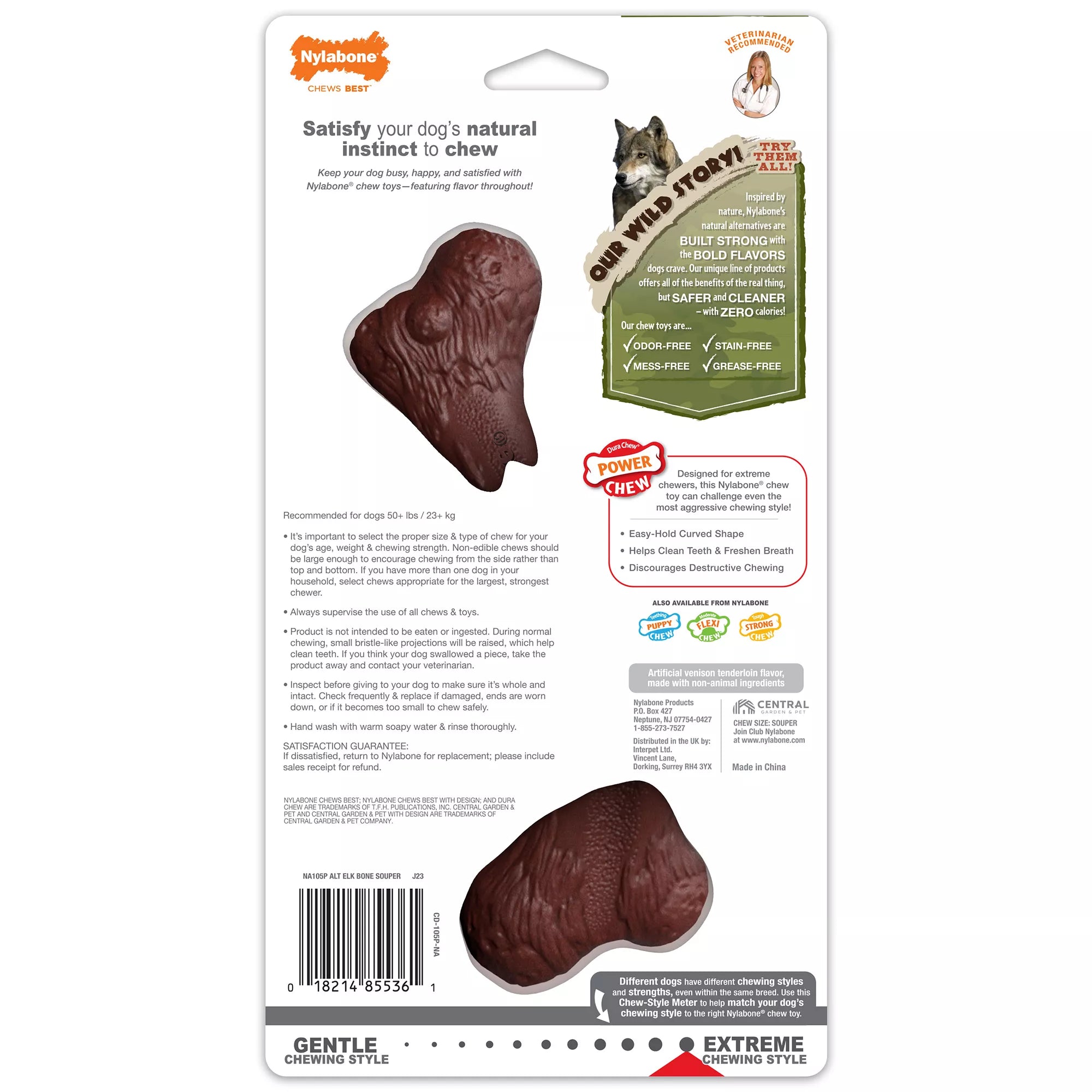 Nylabone Power Chew Toy Elk Bone Alternative