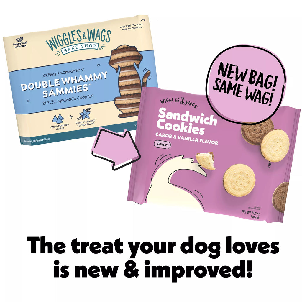 Wiggles & Wags Carob & Vanilla Sandwich Cookies Dog Treats 14.3 OZ