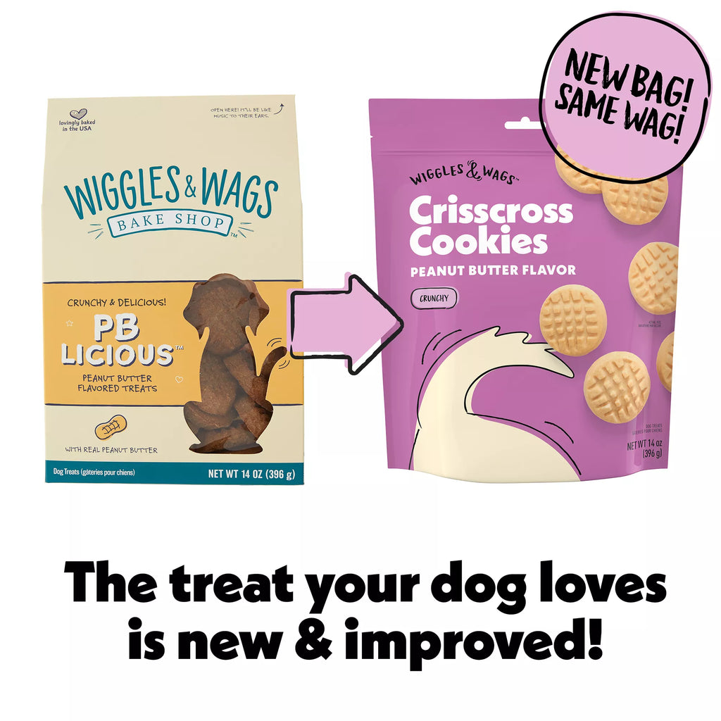 Wiggles & Wags Peanut Butter Crisscross Cookies Dog Treats 14 OZ