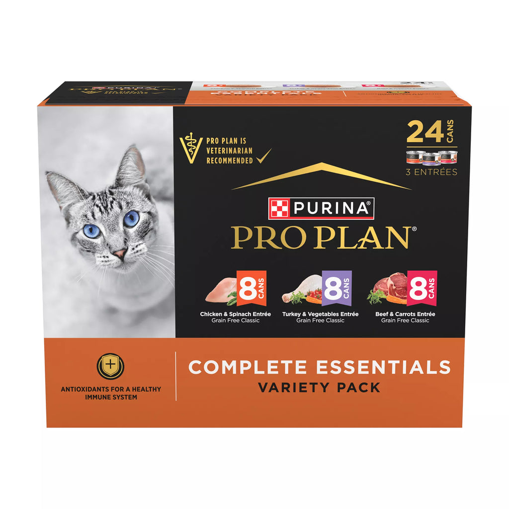 Purina Pro Plan Complete Essentials Adult Pate - Pet Food Variety Pack, 24 CT, 72 OZ