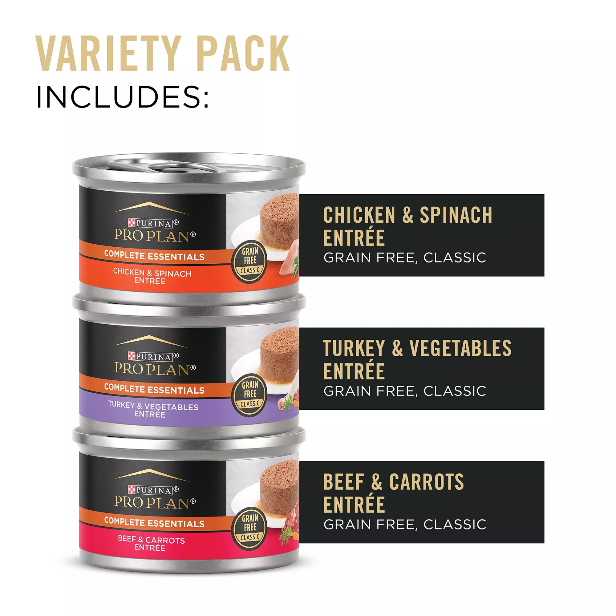 Purina Pro Plan Complete Essentials Adult Pate - Pet Food Variety Pack, 24 CT, 72 OZ