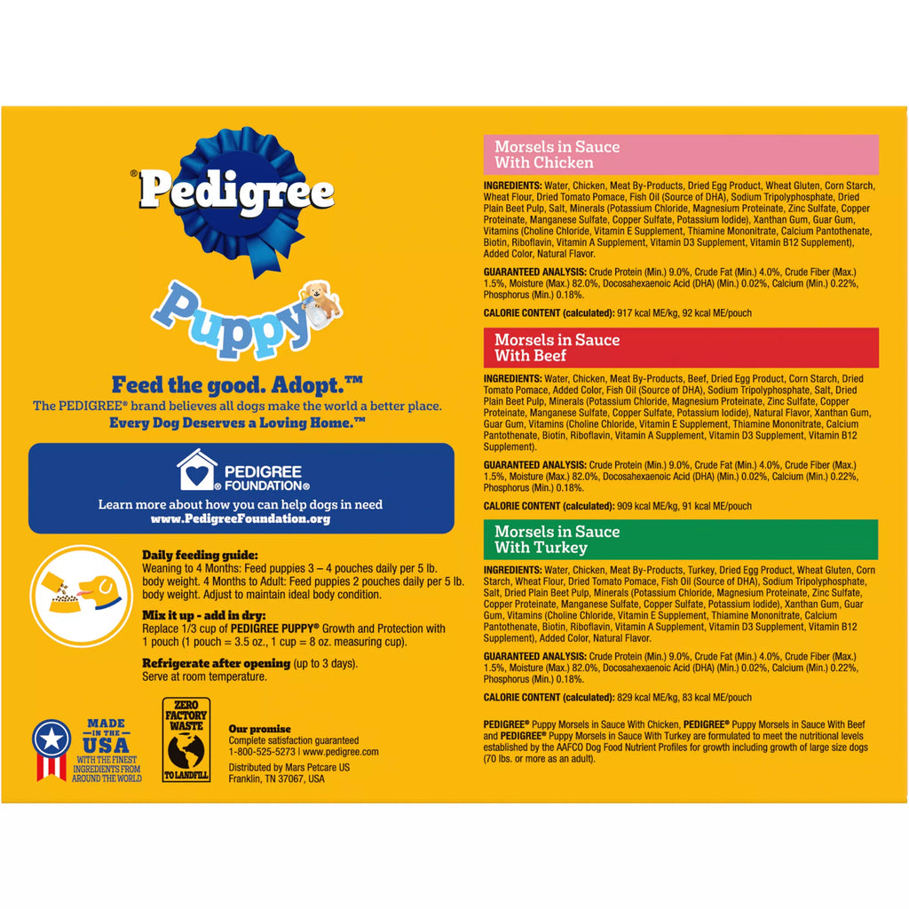 Pedigree Puppy Chicken, Beef, & Turkey Pet Food Variety Pack 18 CT 63 OZ