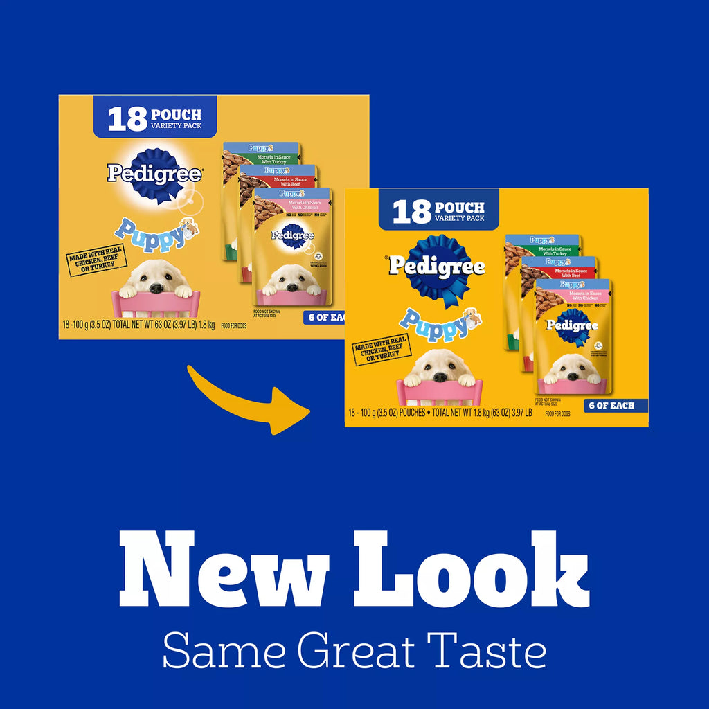 Pedigree Puppy Chicken, Beef, & Turkey Pet Food Variety Pack 18 CT 63 OZ