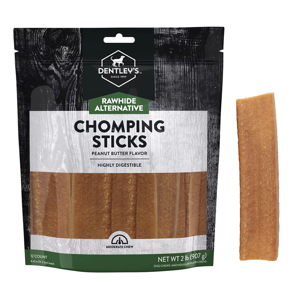 Dentley's Rawhide Alternative Peanut Butter Comping Sticks 4.4 Inch 12 Count 2 LB