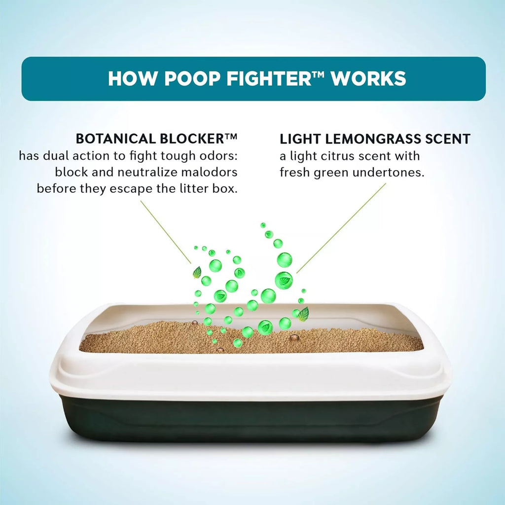 World's Best Cat Litter Poop Fighter Litter - Light Lemongrass Scent, Flushable, Clumping, 15 LB