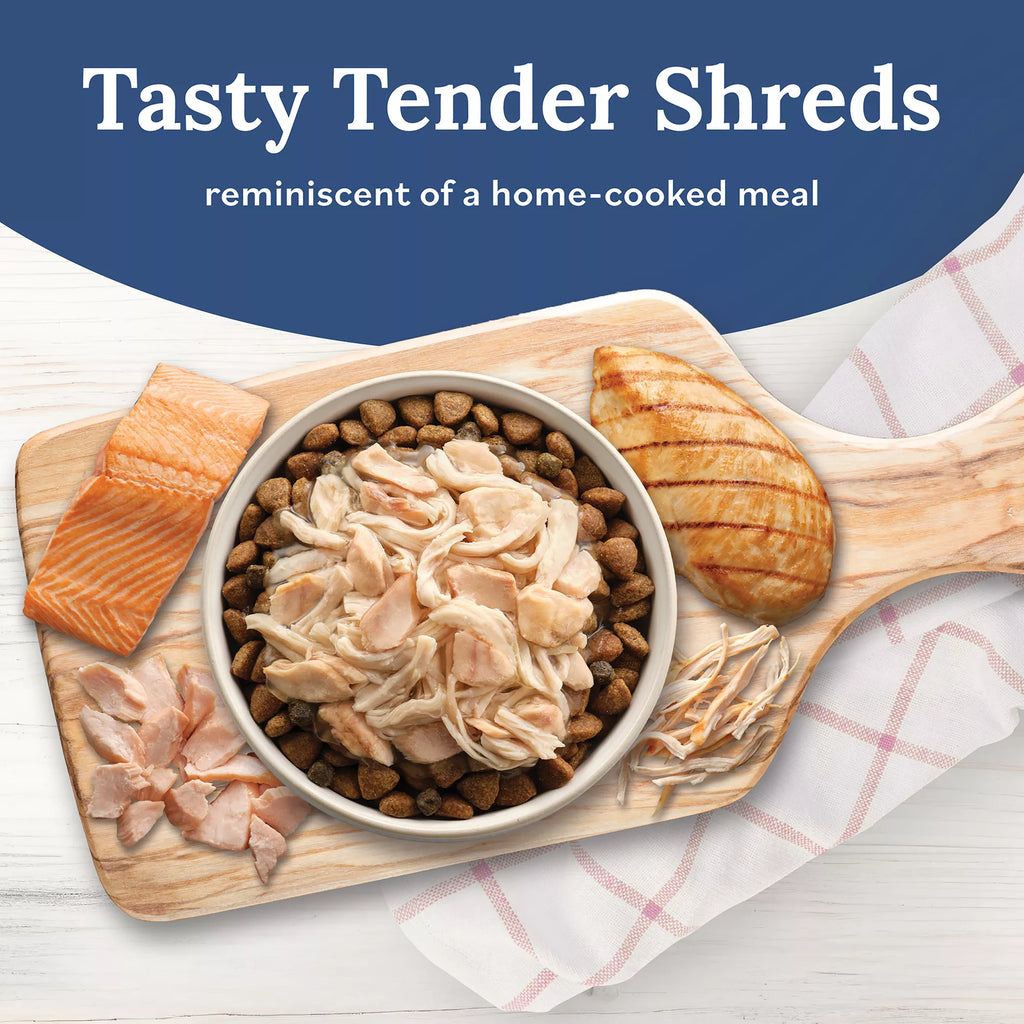 Blue Buffalo Tender Shreds Salmon & Chicken in Savory Broth All Life Stages Dog Food Topper - 2.5 oz