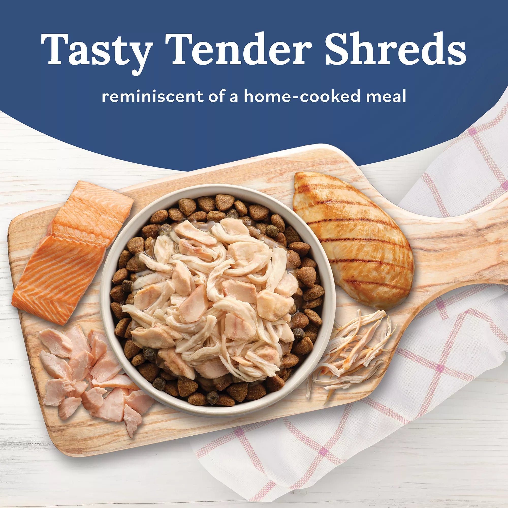 Blue Buffalo Tender Shreds Salmon & Chicken in Savory Broth All Life Stages Dog Food Topper - 2.5 oz