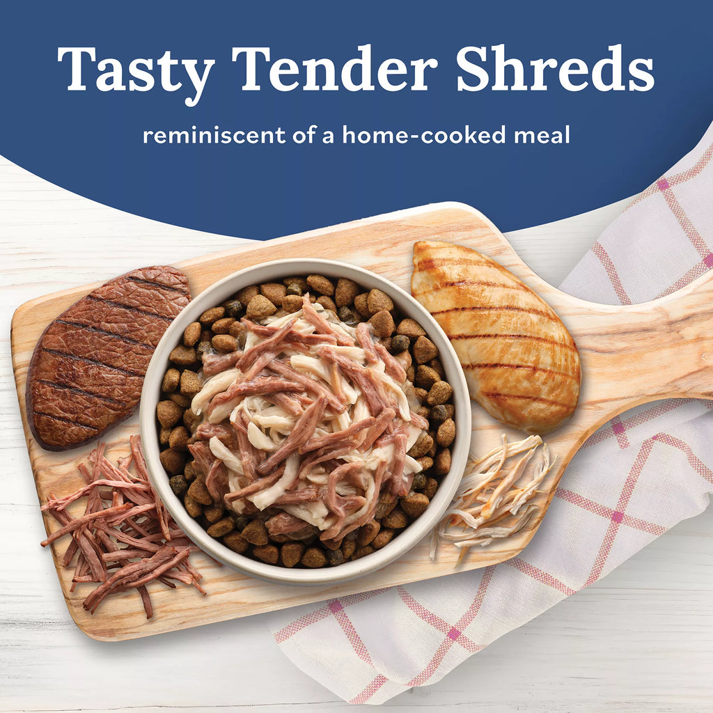 Blue Buffalo Tender Shreds Beef & Chicken in Savory Broth All Life Stages Dog Food Topper - 2.5 oz