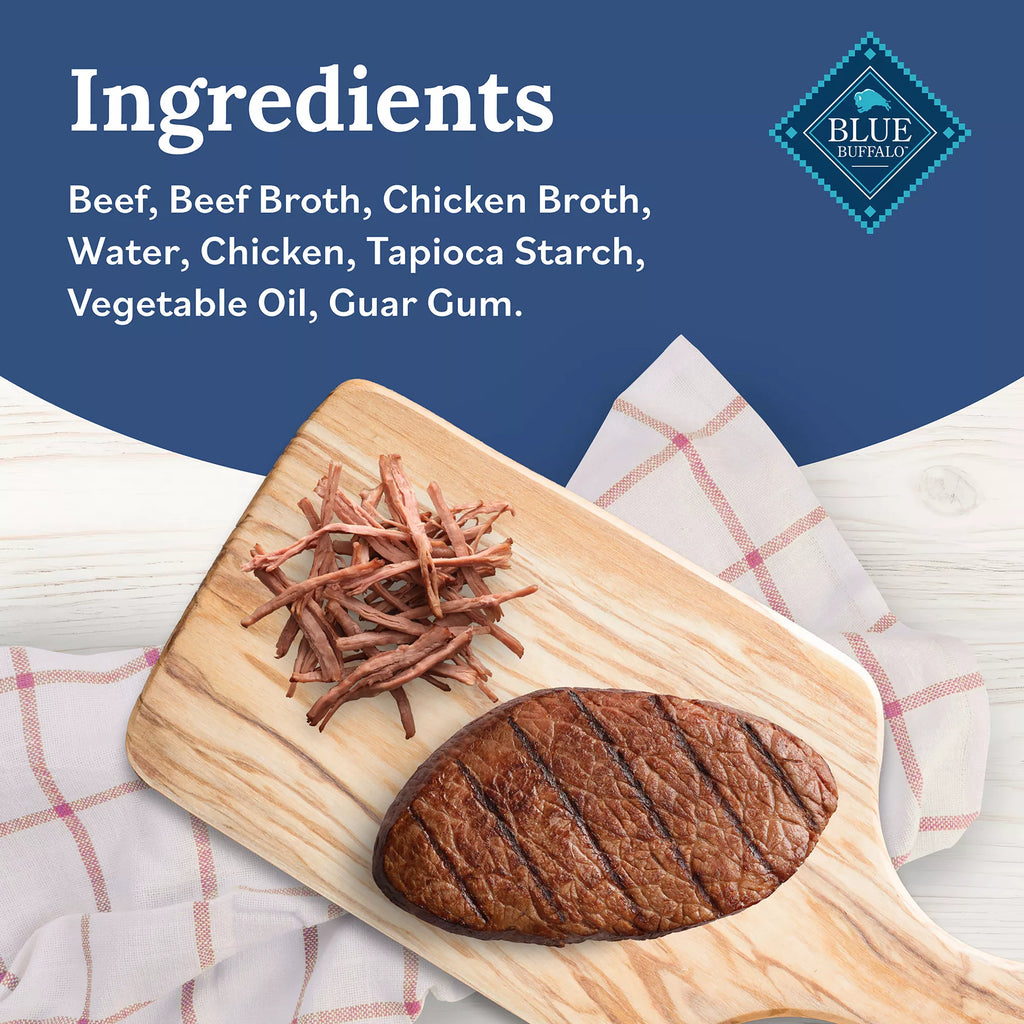 Blue Buffalo Tender Shreds Beef & Chicken in Savory Broth All Life Stages Dog Food Topper - 2.5 oz