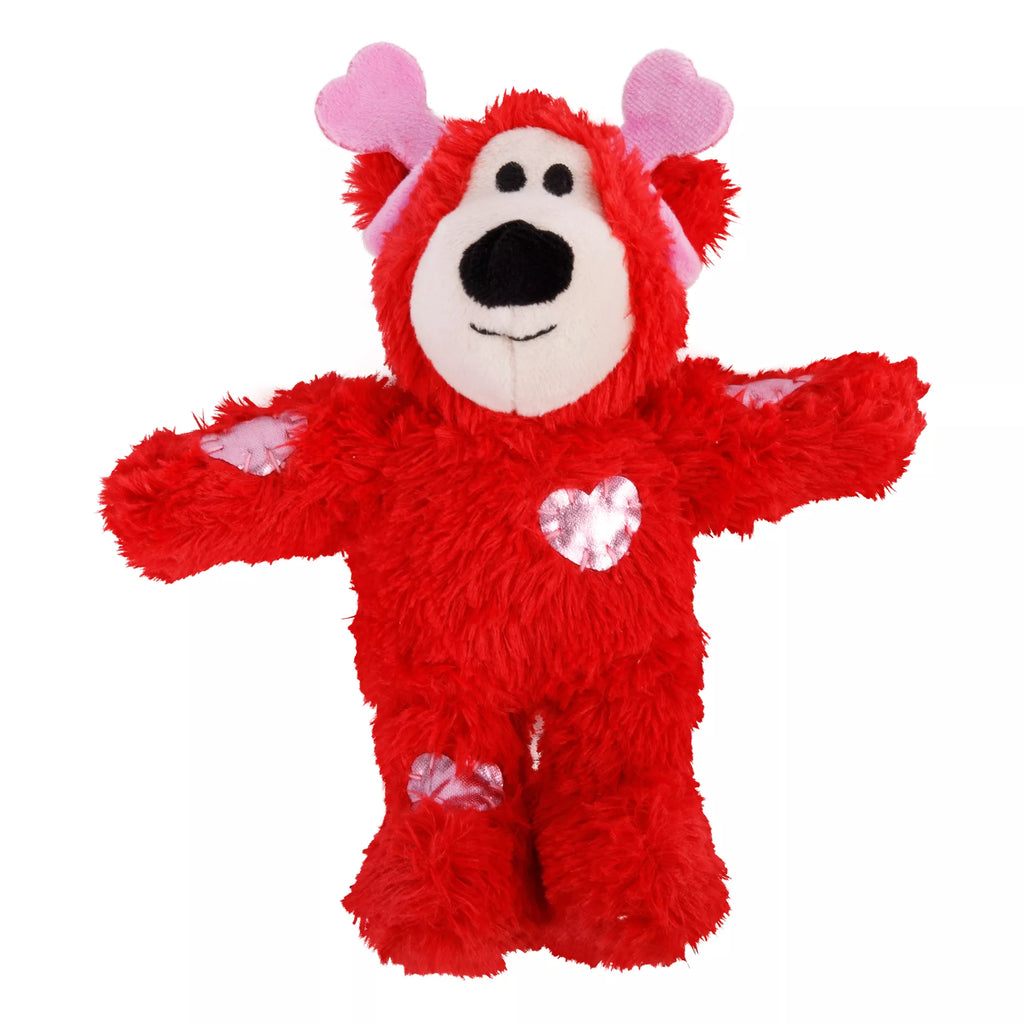 KONG Valentine's Day Wild Knots Bear Dog Toy Plush for Interactive Play