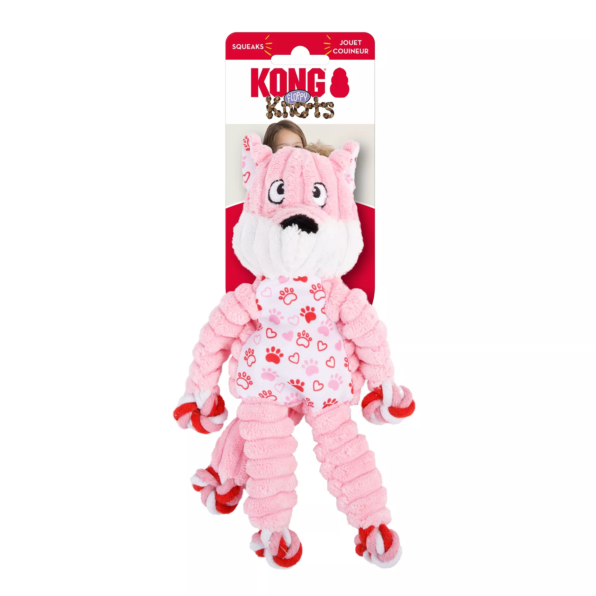 KONG Floppy Knots Valentine's Day Fox Dog Toy