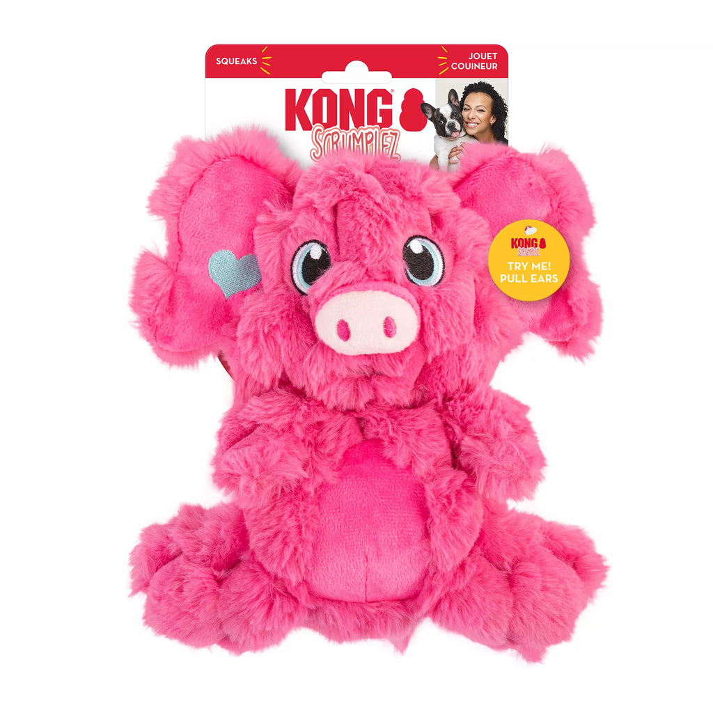 KONG Valentine's Day Scrumplez Pig Dog Toy Plush for Interactive Play