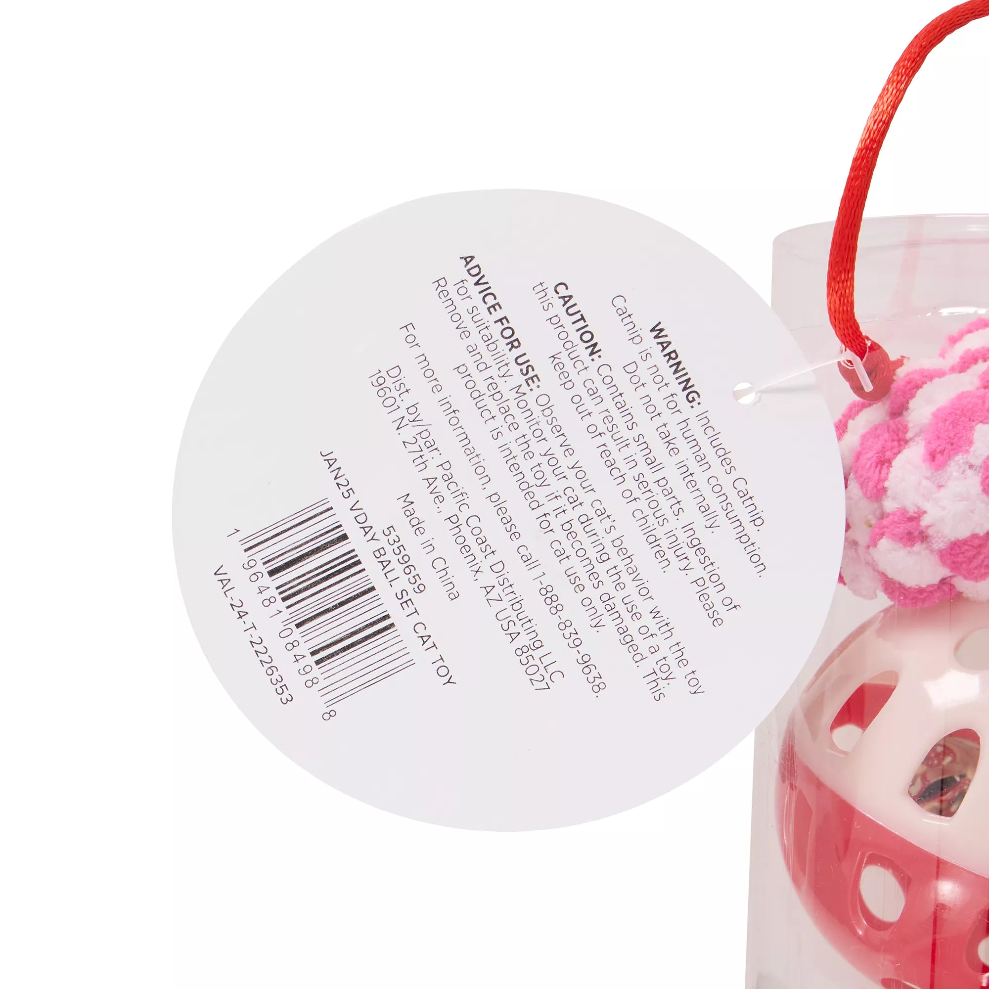 Whisker City Valentine's Day Ball Cat Toys, 4 Count