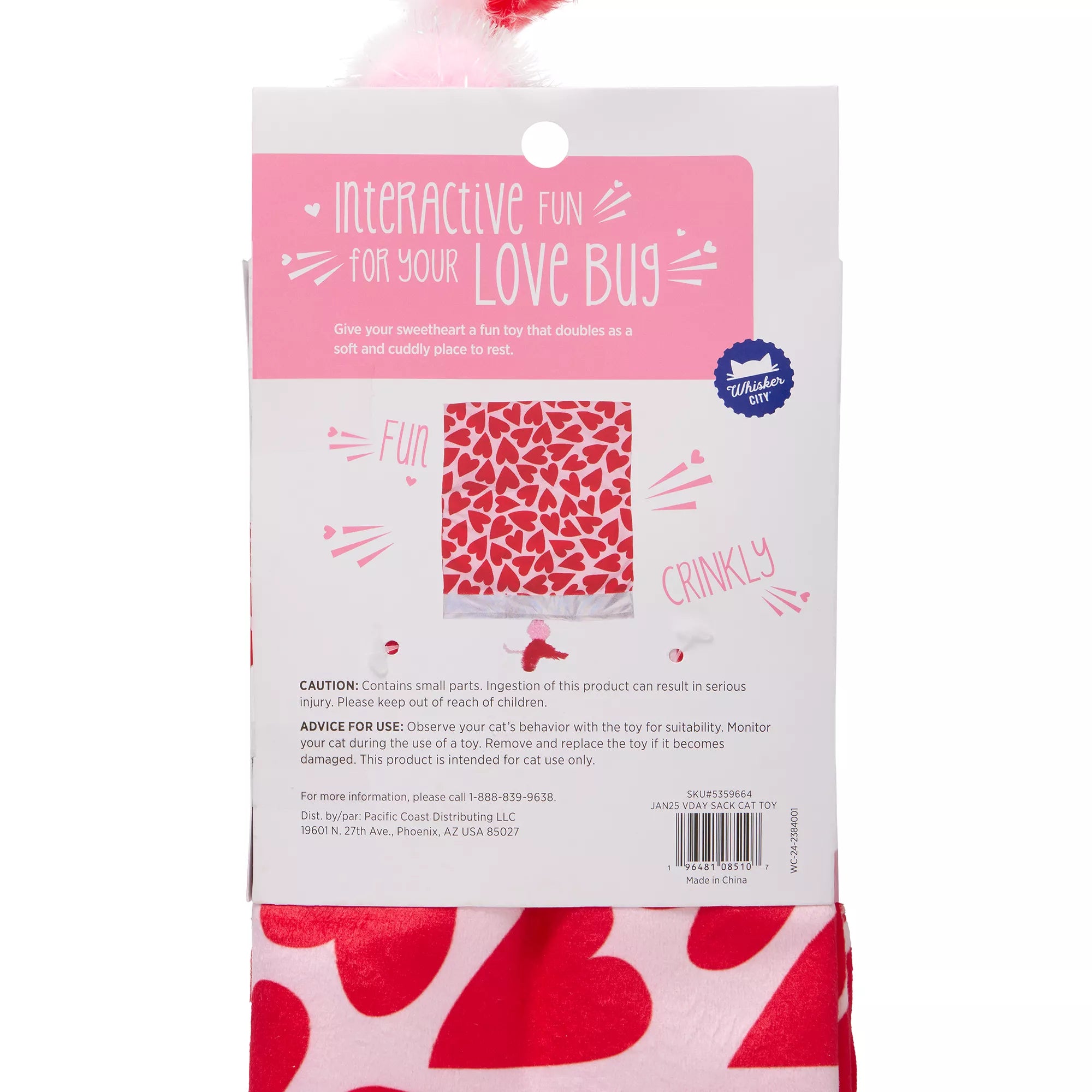 Whisker City Valentine's Day Crinkle Sack Cat Toy