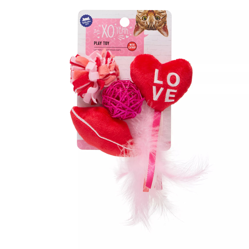 Whisker City Valentine's Day Cat Toys, 4 Count