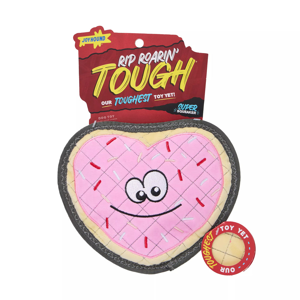 Joyhound Valentine's Day Rip Roarin' Tough Heart Donut Dog Toy