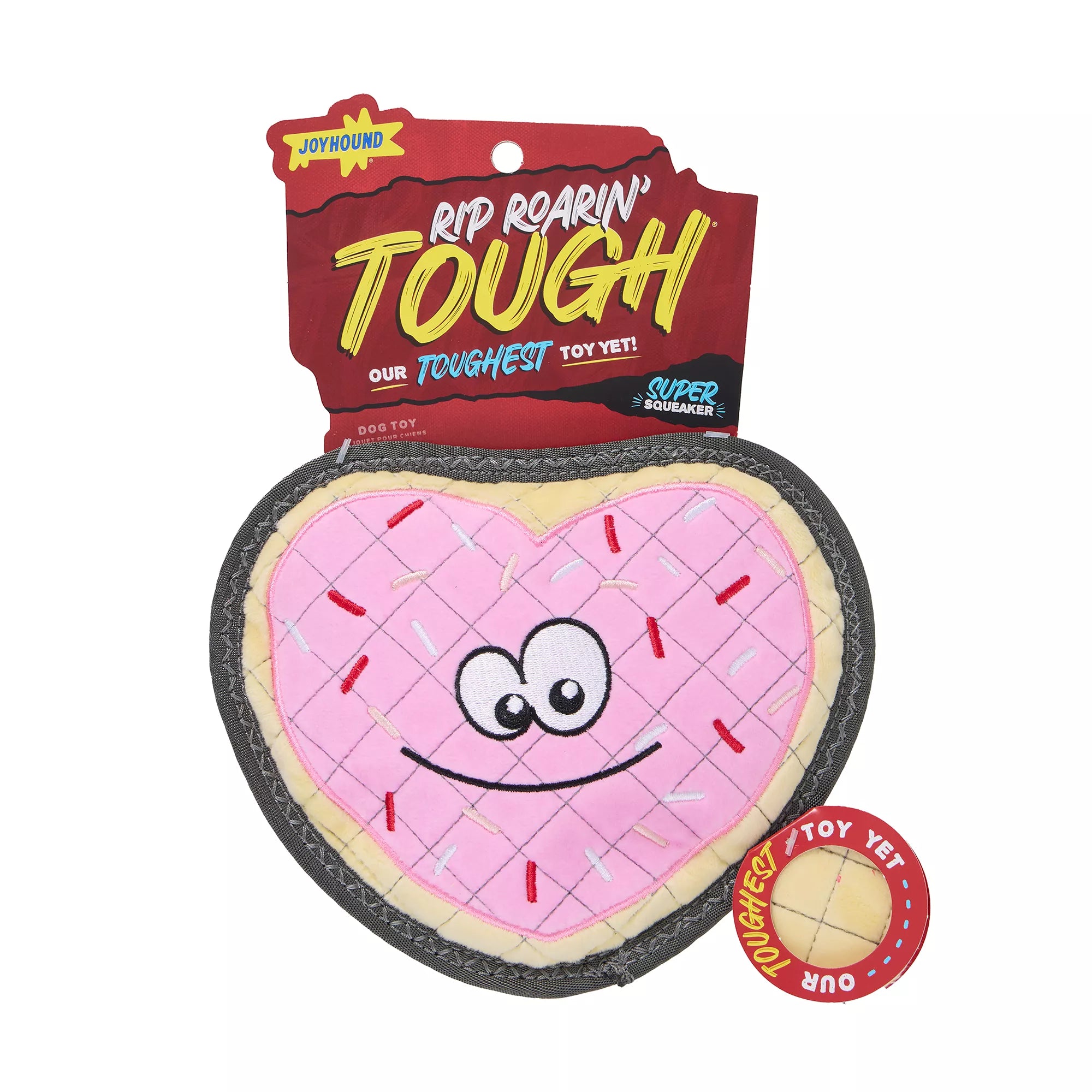 Joyhound Valentine's Day Rip Roarin' Tough Heart Donut Dog Toy