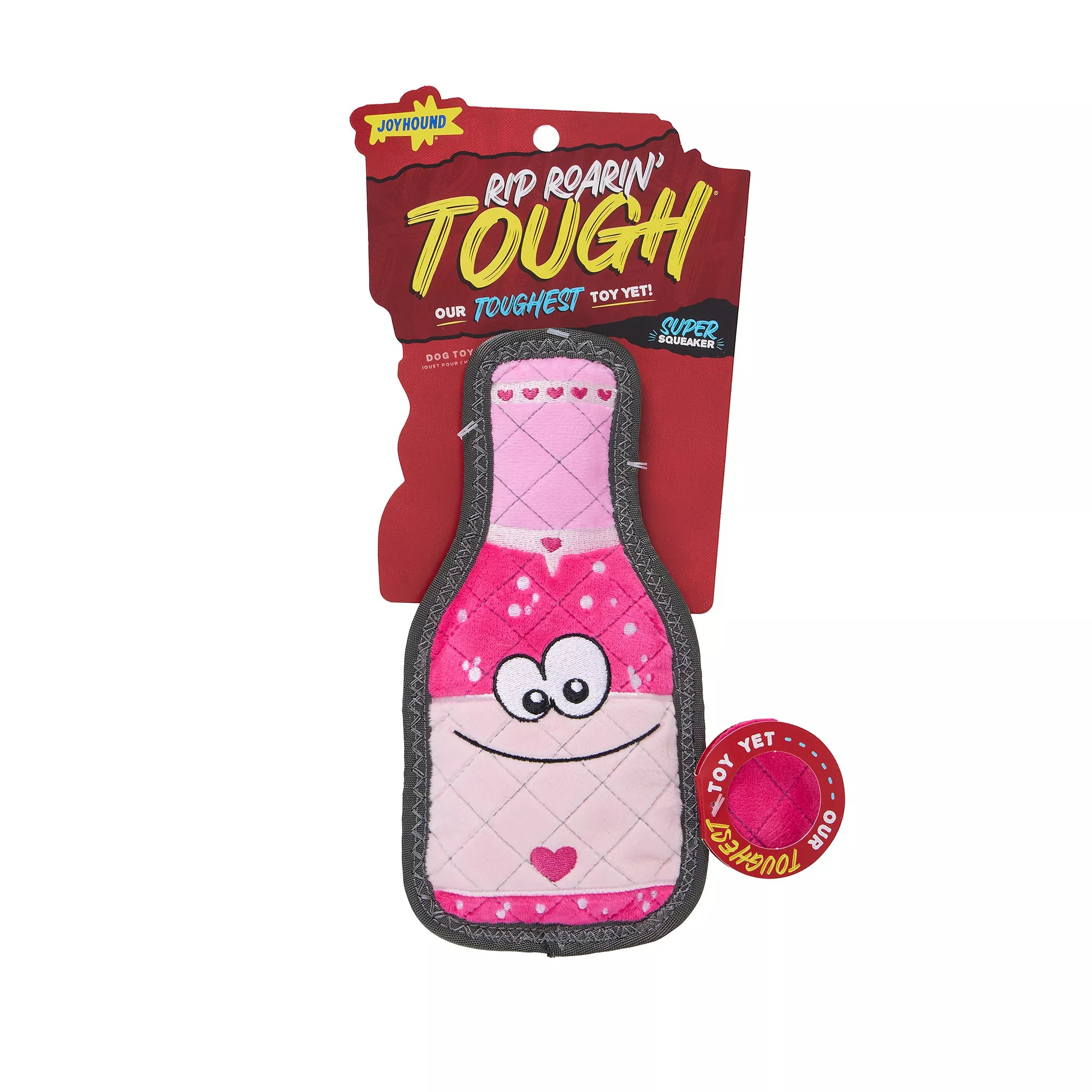 Joyhound Valentine's Day Rip Roarin' Tough Champagne Dog Toy