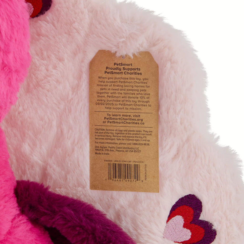 Peacock Valentine's Day Dog Toy Plush for Interactive Play