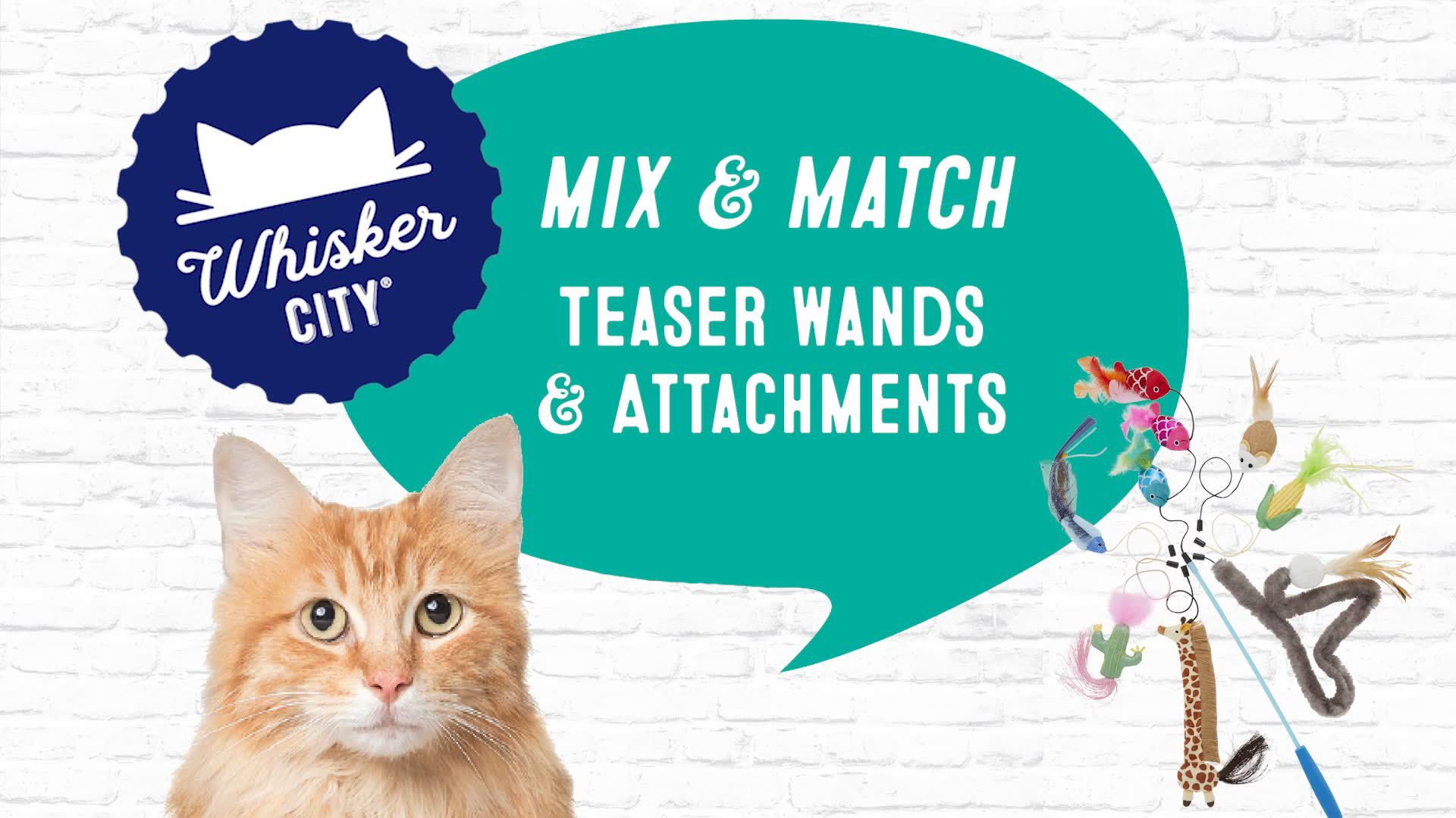 Whisker City Basic Black Teaser Wand Cat Toy (Toy Attachments Sold Separately)